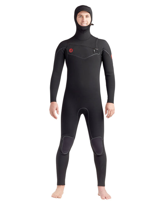 Wetsuits|Men Body Glove Red Cell 5/4/3mm Men's Chest-Zip Hooded Black Fullsuit