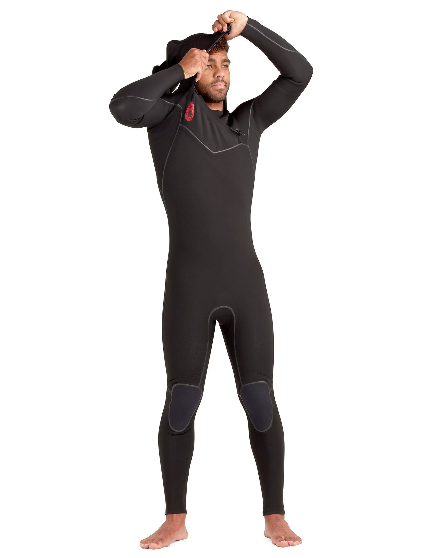 Wetsuits|Men Body Glove Red Cell 5/4/3mm Men's Chest-Zip Hooded Black Fullsuit