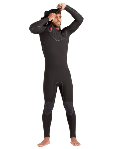Wetsuits|Men Body Glove Red Cell 5/4/3mm Men's Chest-Zip Hooded Black Fullsuit