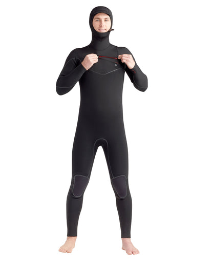Wetsuits|Men Body Glove Red Cell 5/4/3mm Men's Chest-Zip Hooded Black Fullsuit