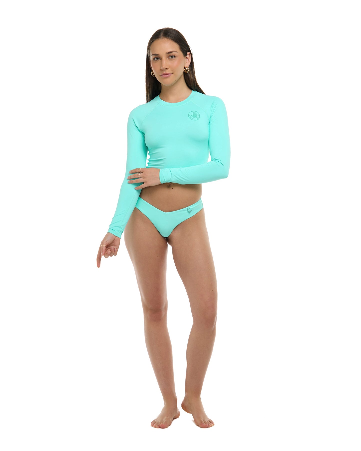 Women Body Glove Smoothies Let It Be Cross-Over Sea Mist Rash Guard