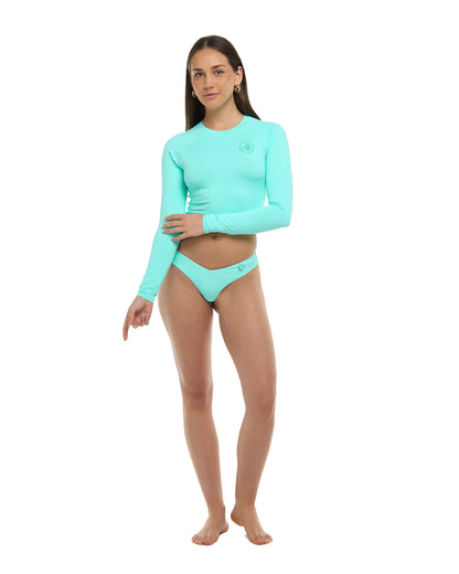 Women Body Glove Smoothies Let It Be Cross-Over Sea Mist Rash Guard