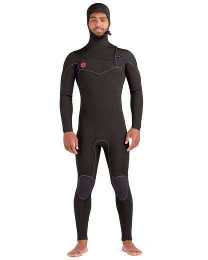 Men|Wetsuits Body Glove Red Cell 4/3mm Men's Chest-Zip Black Hooded Fullsuit
